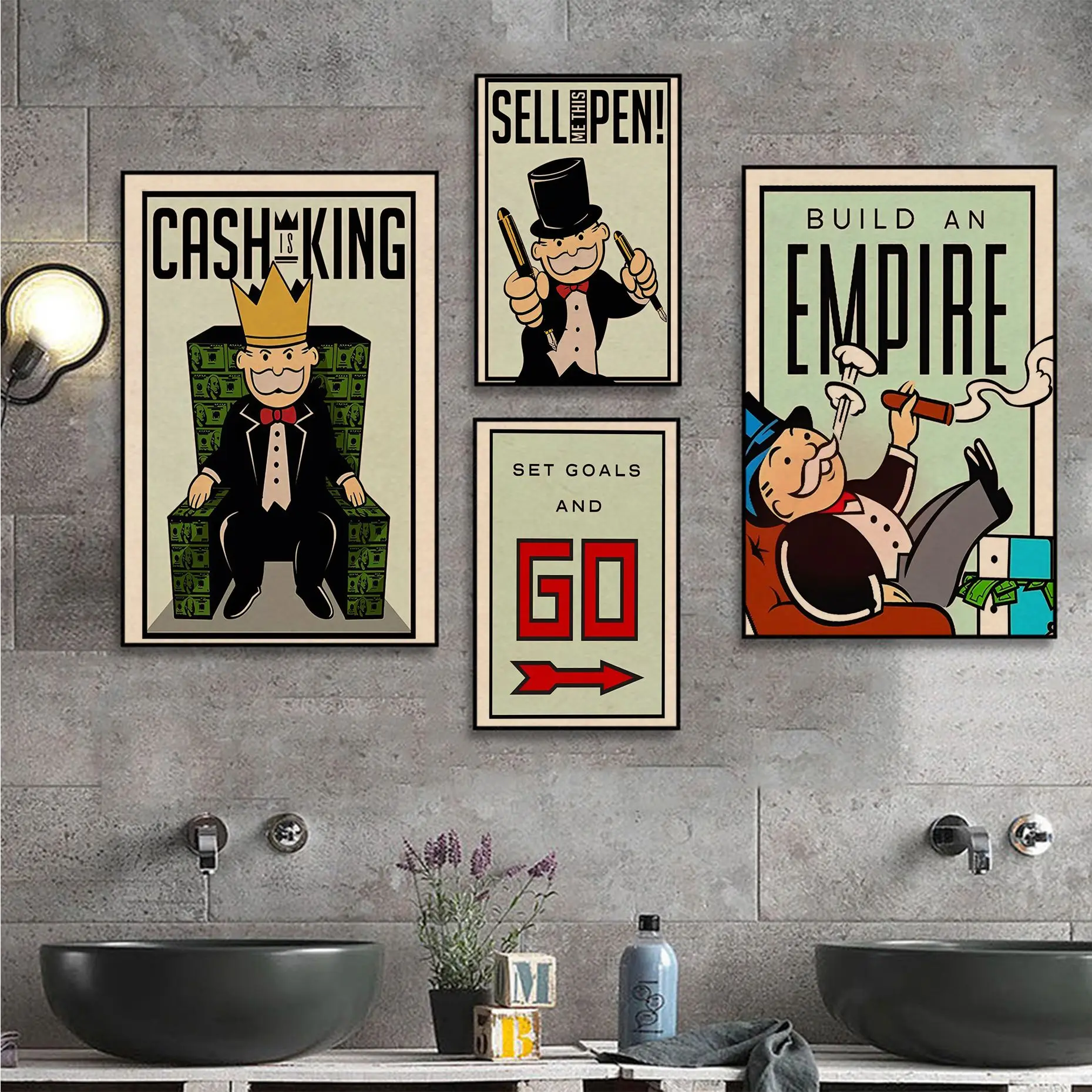 

Monopoly Time Is Money Classic Anime Poster Decoracion Painting Wall Art Kraft Paper Vintage decorative painting