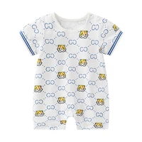 2022 summer short sleeve boy girl cotton baby cartoon bear romper kids onesies clothing jumpsuit newborn infant pajamas outfits