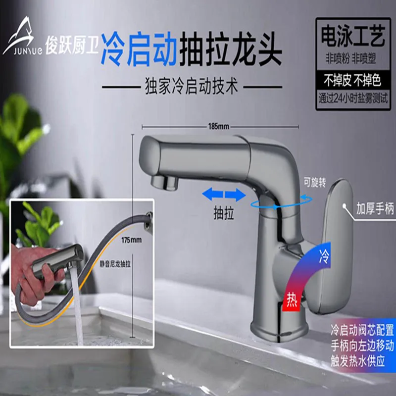 Смеситель Junyue раковина Натяжной пистолет серый смеситель для ванной комнаты