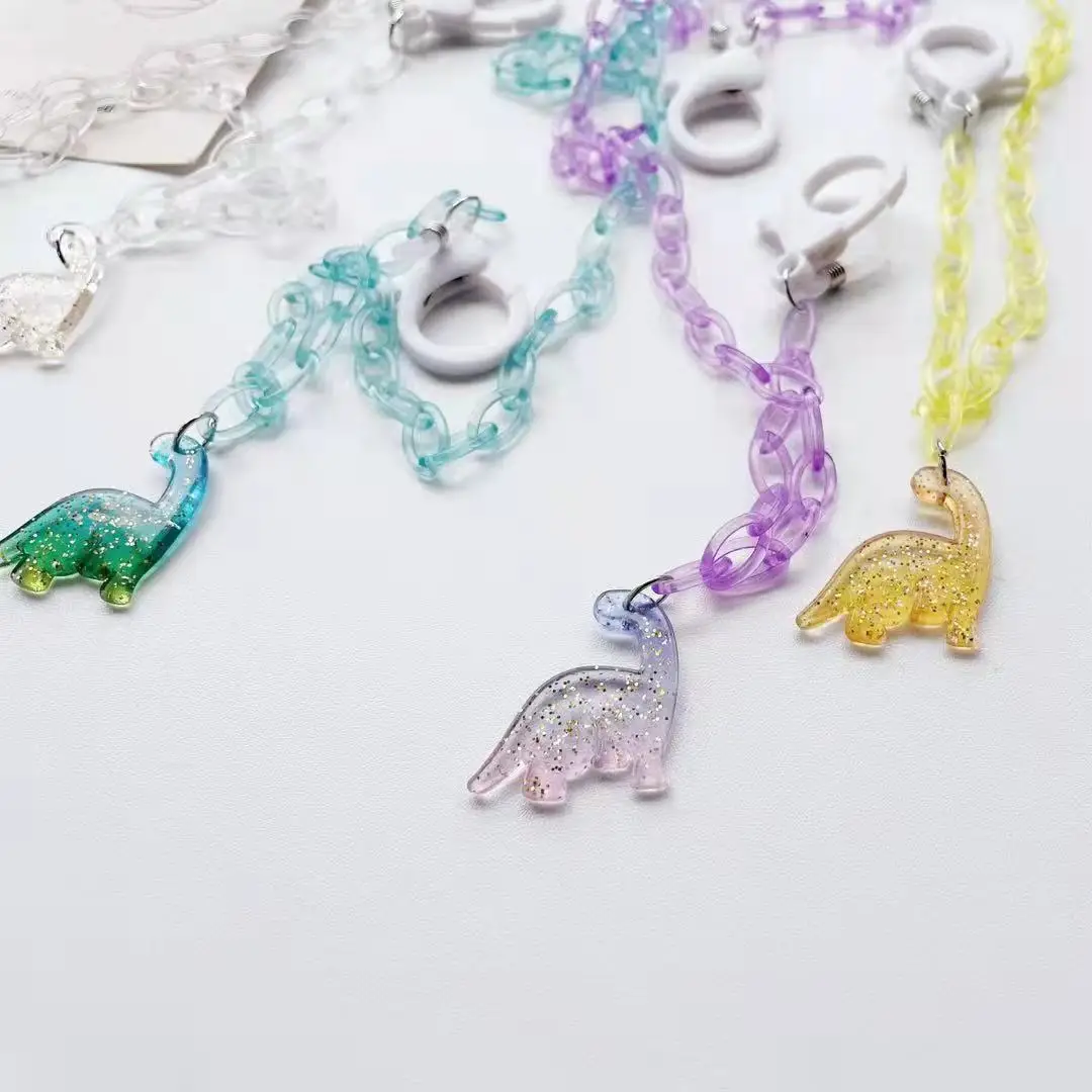 Новый мультяшный простой акриловый кулон Timlee N046 в виде динозавра ожерелье очки маска цепь милые популярные ювелирные изделия оптом.