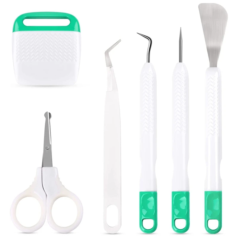 

6 Pcs Basic Weed Craft Vinyl Tool Kit Weeding Tools Kit For Vinyl Weeder/Scraper/Spatula/Tweezers/Scissors