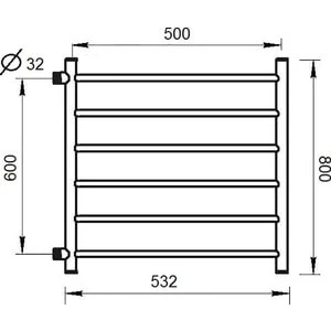 Полотенцесушитель водяной Тера Виктория ПСО-07-04 56x80 см нержавеющая сталь |