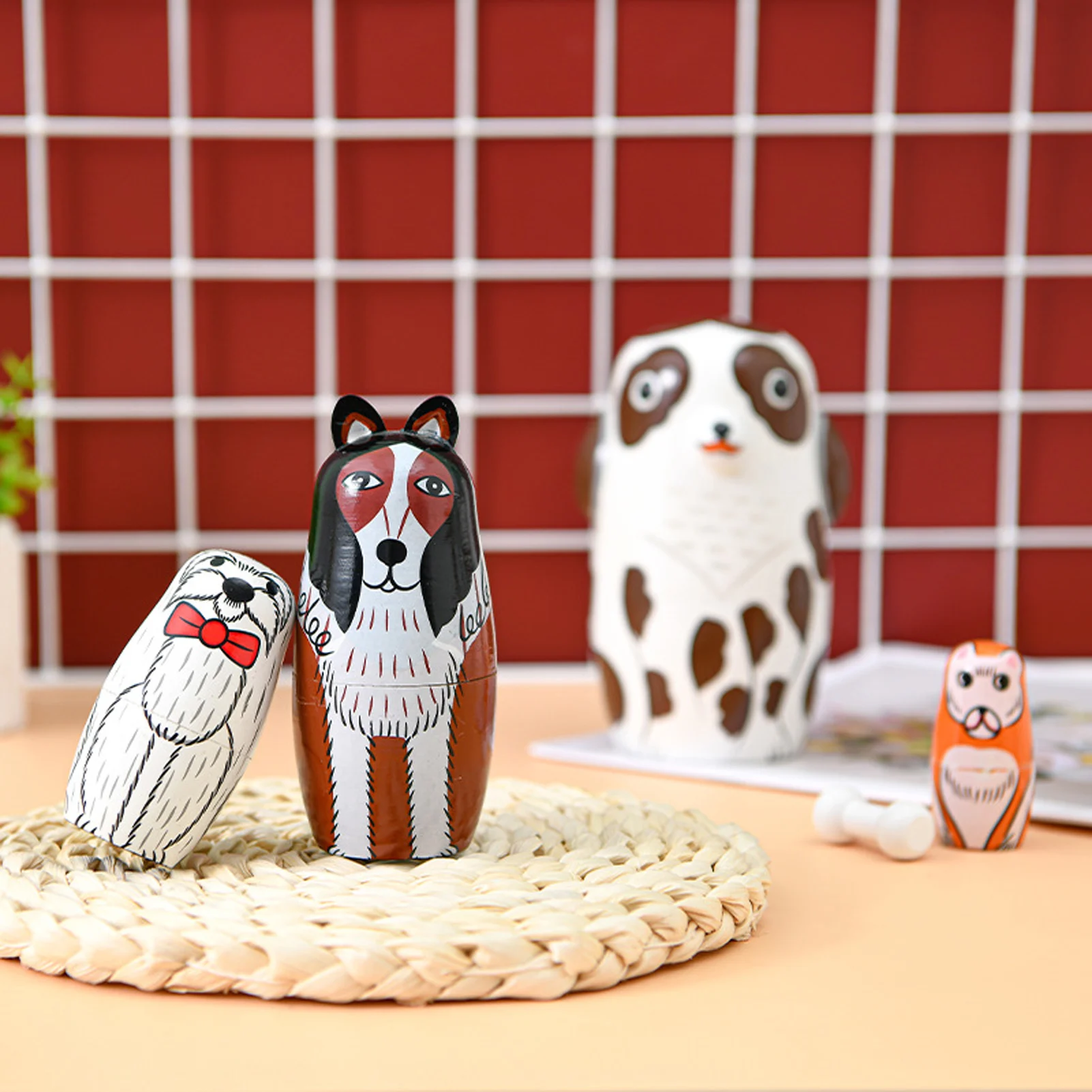 

Wooden Matryoshka Dolls Toys 5PCS Russian Nesting Dolls Kids Handmade Wooden Toy Crafts Children Birthday Gifts