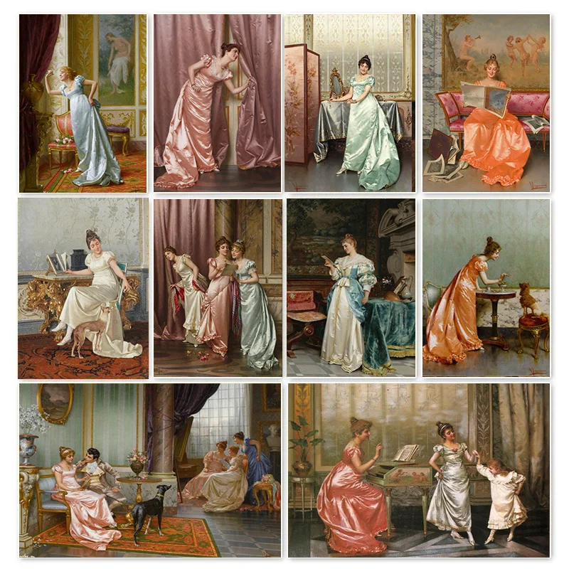 Винтажный Классический корт девушка Vittorio Reggianini художественный постер холст живопись настенные картины Элегантный женский портрет домашний декор