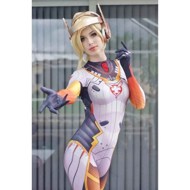 Костюм для косплея Mercy D.VA для взрослых и детей, женский, для девочек и женщин, супергеройский, с 3D-принтом, комбинезон Zentai, на Хэллоуин, R68WW (art.: 3920db9ec765f) - 3920db9ec765f