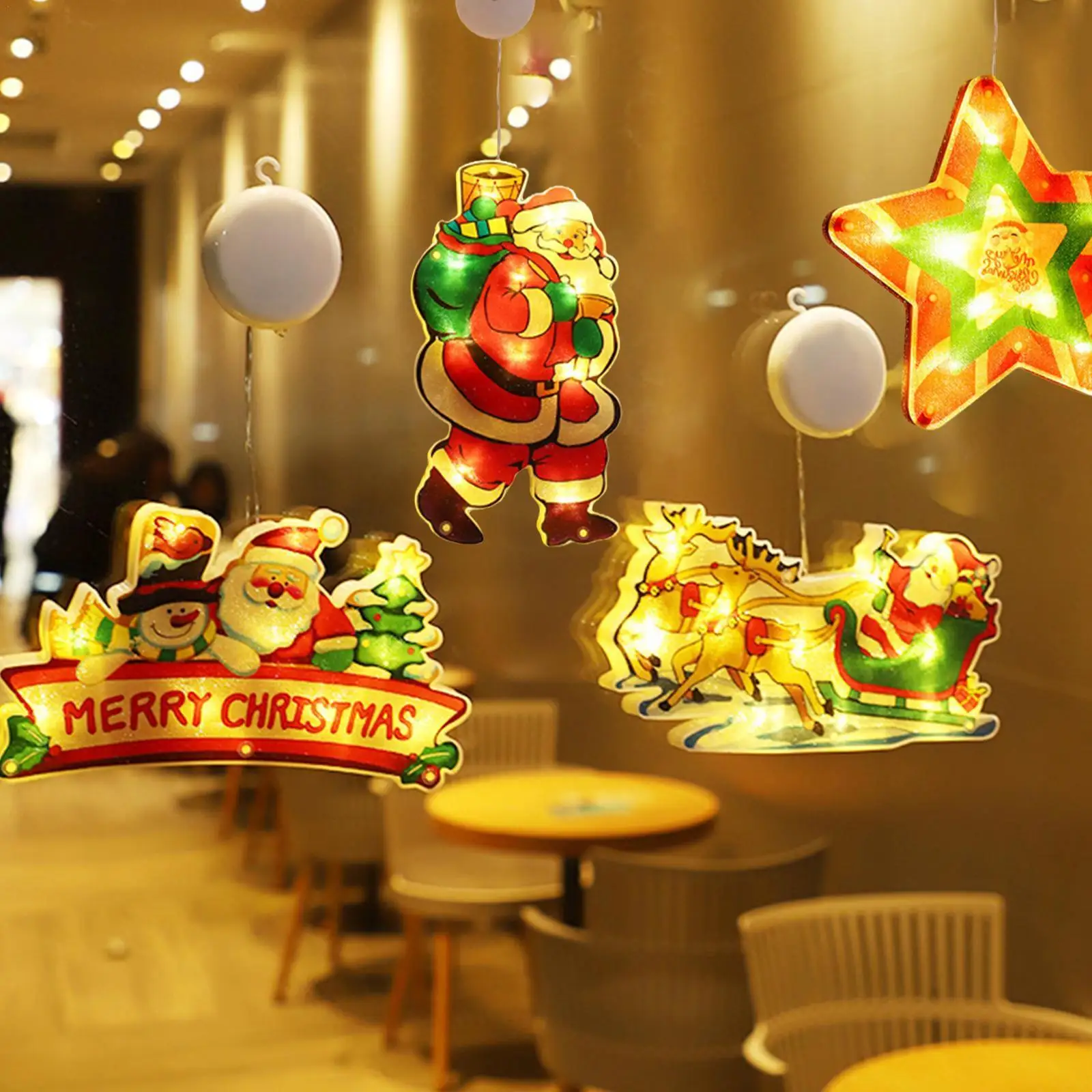 

Christmas LED Decor Snowman Star Bell Light Holiday Window Decor LED Sucker Lights Christmas Hanging For Navidad 2022 New Y Y1L4