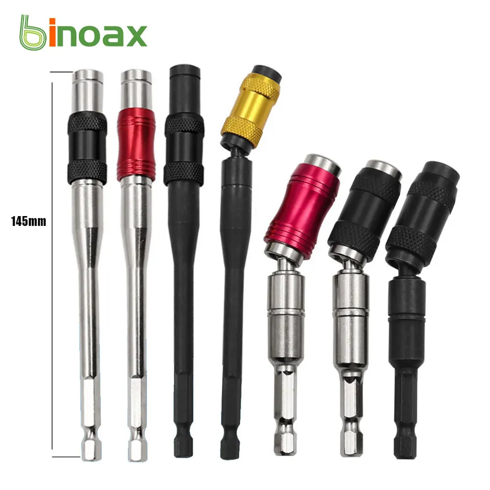 Binoax 145MM Long Magnetic Ring Screwdriver Bits Drill Hand Tools Drill Bit Extension Rod Quick Change Holder Drive Guide Screw