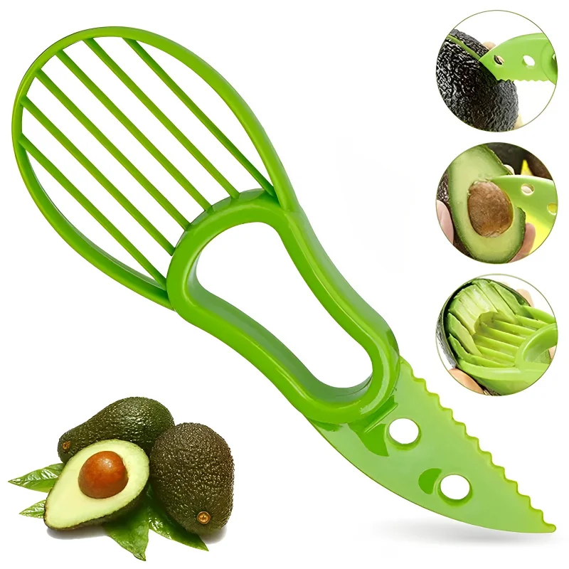 

Multi-function 3-in-1 Avocado Slicer Shea Corer Butter Peeler Fruit Cutter Pulp Separator Plastic Knife Kitchen Accessories