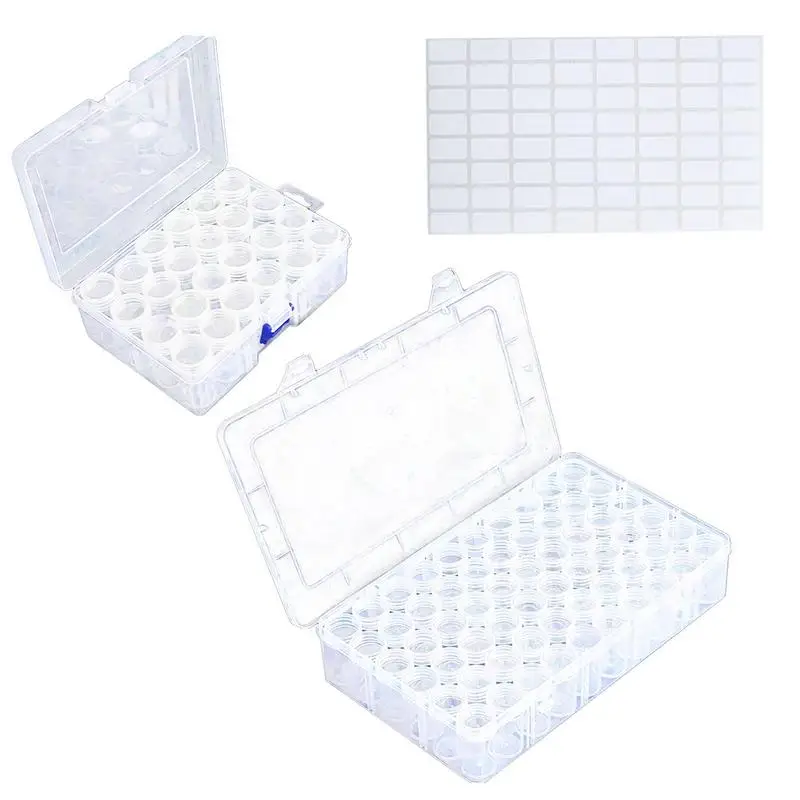 Seed Storage Box 60/24 Grid Storage Containers Clear Organizer Box With 64 Label Stickers For Vegetable Seeds Clover Seeds Basil