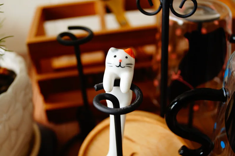 

Керамическая кофейная ложка с рисунком кота