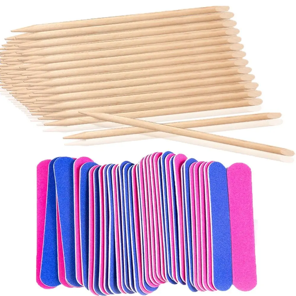 

Orange Nails Sticks Double Sided Professional Nail Art Tool Manicure Pedicure Wooden Cuticle Stick Mini Nail File