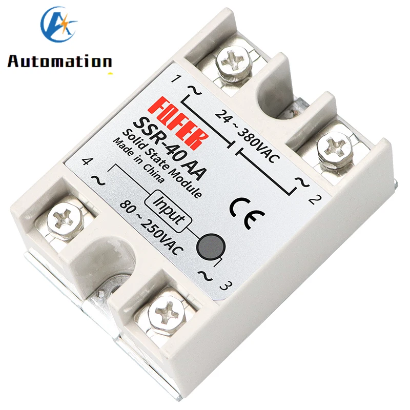 

1PC 10A 25A 40A 60A AC-AC Single Phase Solid State Relay AC SSR SSR-10AA SSR-25AA SSR-40AA SSR-60AA 80-250VAC 220V TO 24-380V AC