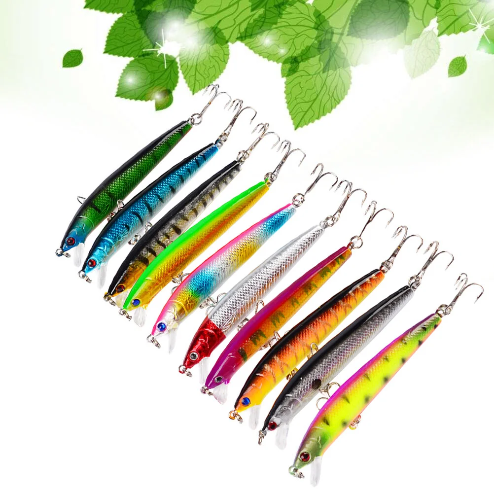 

10 Pcs Fishing Tackle Floating Hard Lures Freshwater Baits Saltwater Gear Plastic