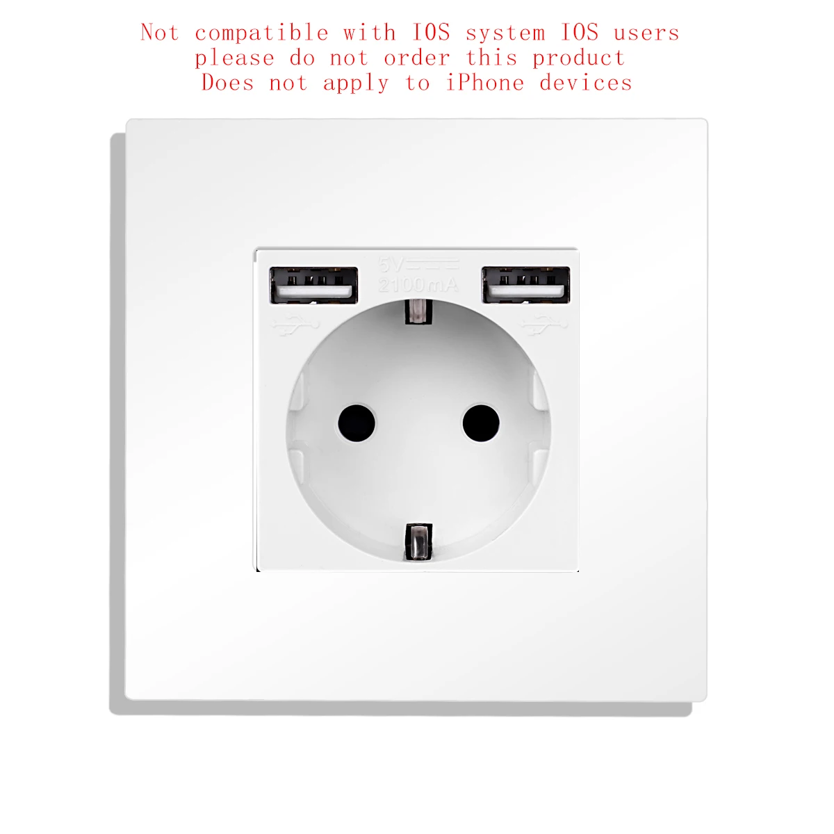 

Bingoelec Eu Power Socket With Dual USB Charging Port 2.1A 16A PC Panel 86mm*86mm Russia Spain Wall Socket