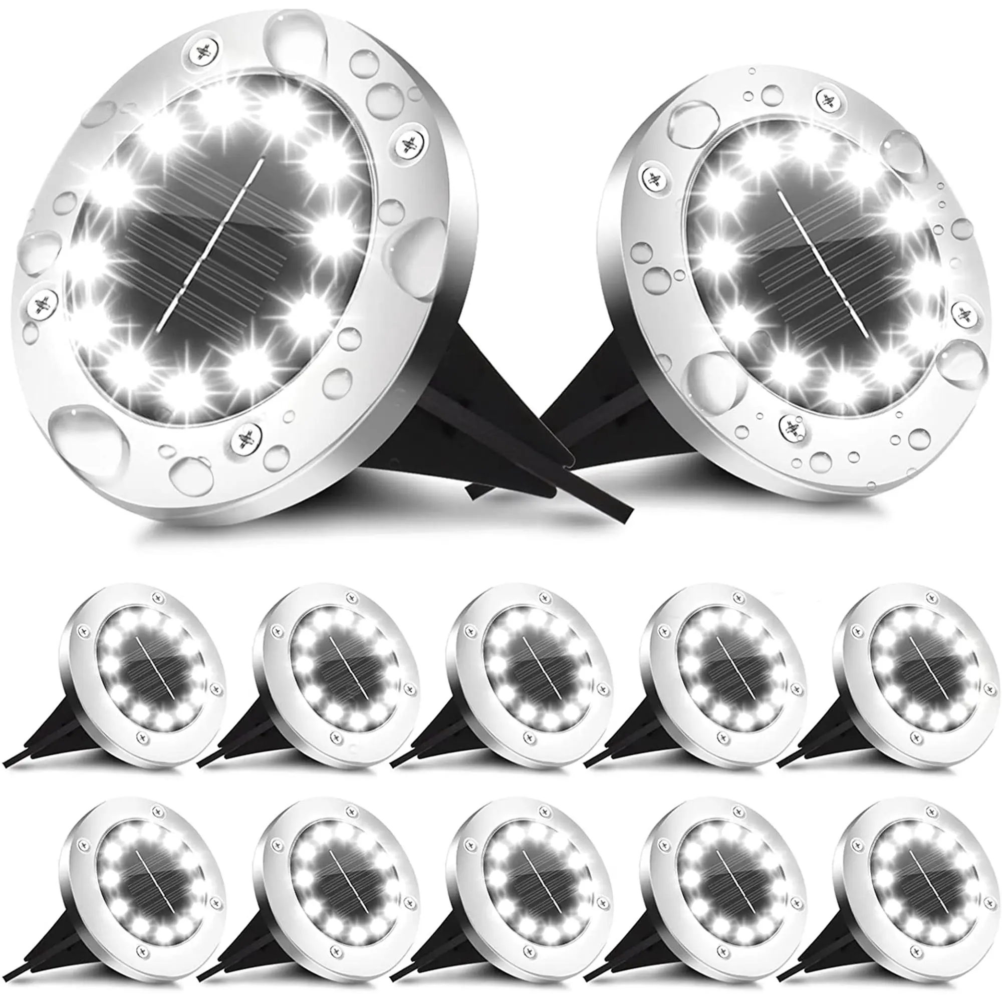 

12 LED Solar Ground Lights Outdoor Solar Powered Garden Lights Waterproof Grounds Yard Driveway Lawn Garden Decoration Lamp