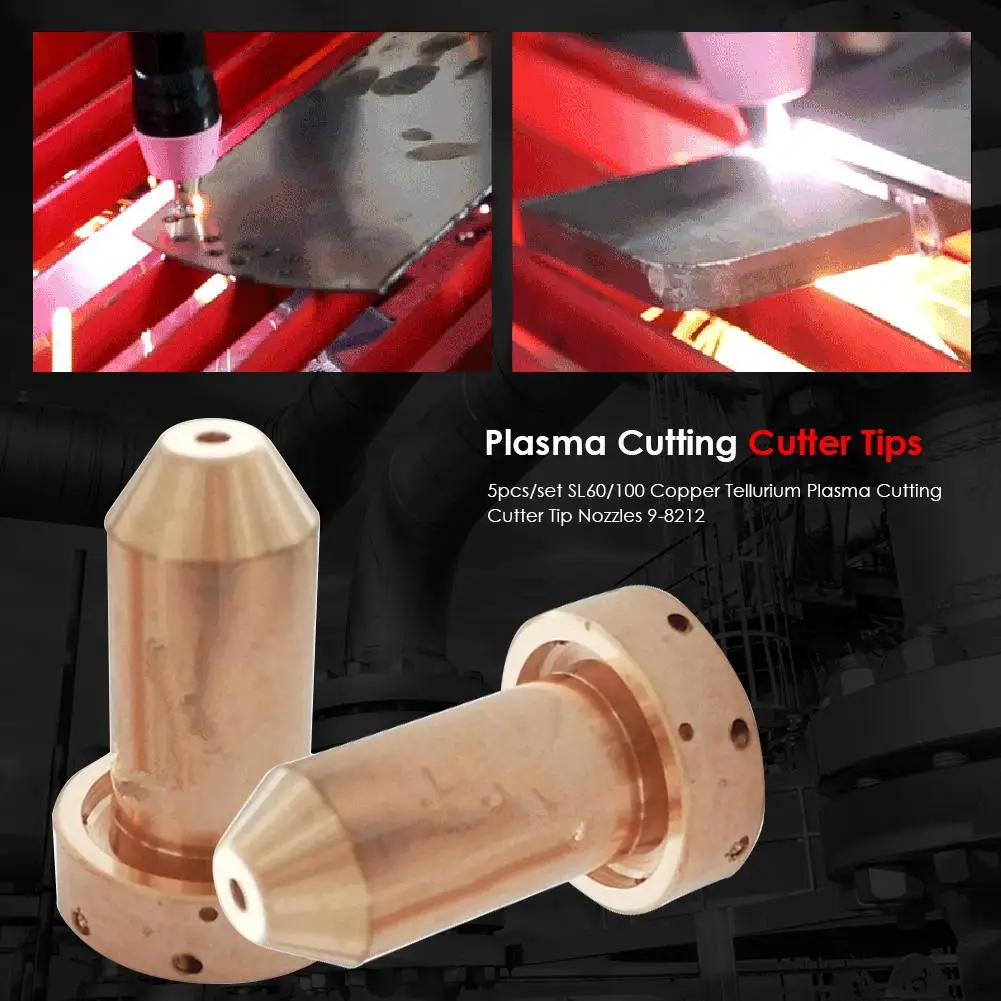 

5pcs/set SL60/100 Plasma Cutting Cutter Tip for Thermal Dynamics 9-8212 Nozzle Suitable for Metal Cutting Thickness 1 ~ 50