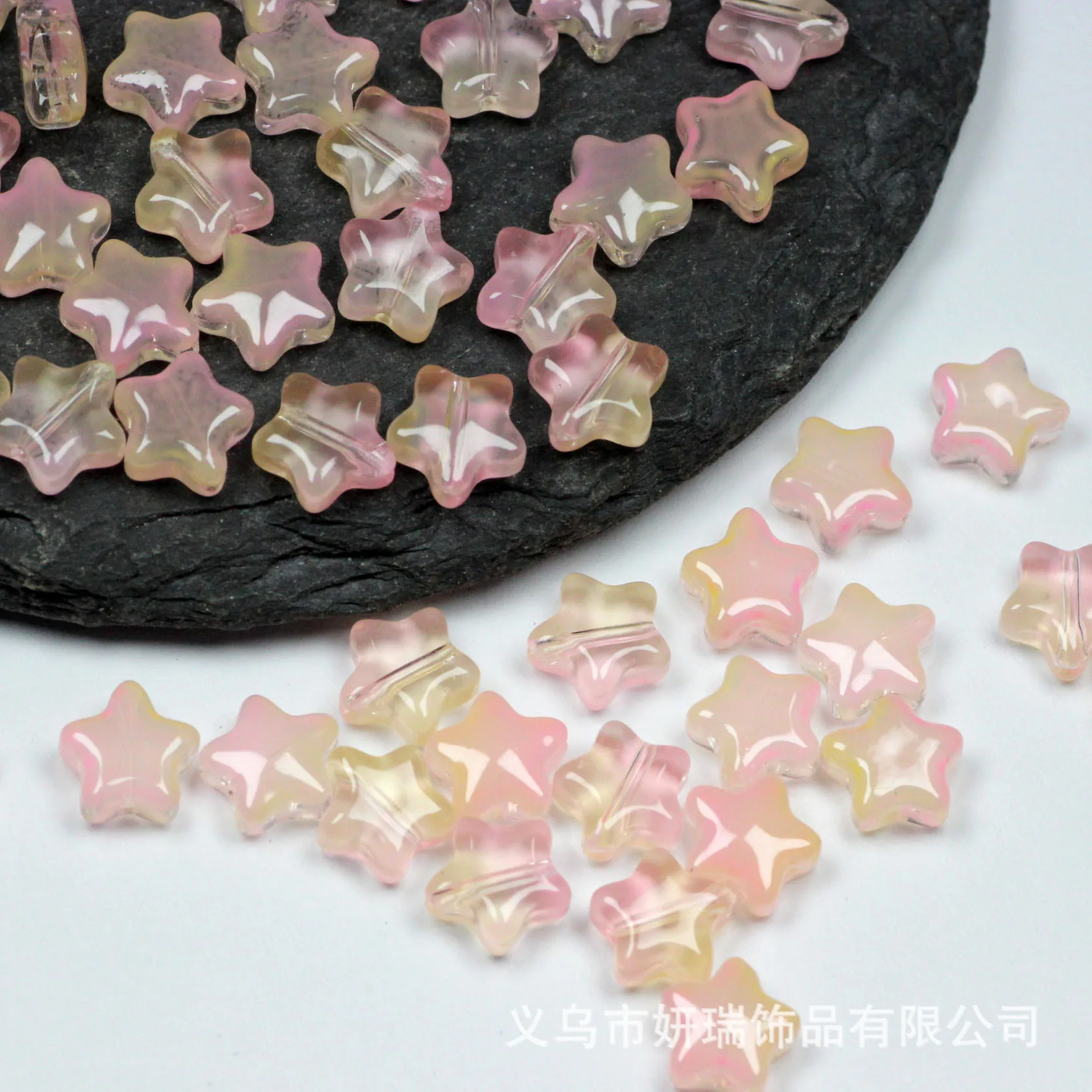 20pcs 8mm Mini Star Gloss Colour Glaze Glass With Hole Wholesale Diy For Jewelry Making Carft Loose Beads Pink Blue Rose Green