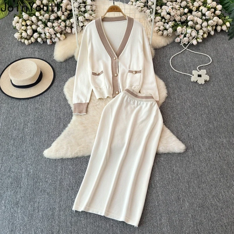 Женский винтажный костюм из двух предметов кардиган с V-образным вырезом и