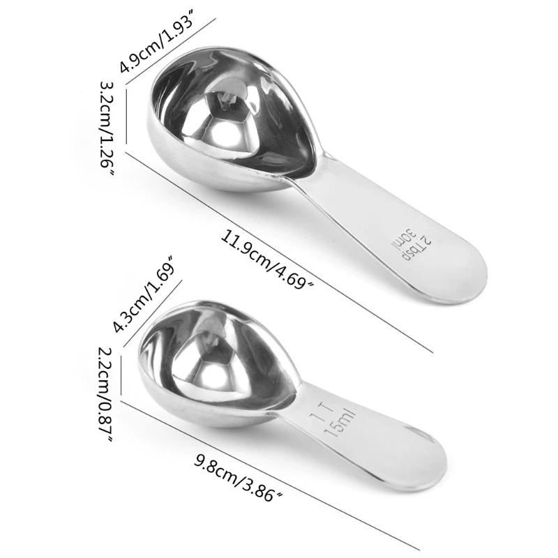 1Pieces Stainless Steel Coffee Scoops Short Handle Tablespoon Measuring Spoons for Coffee Tea Sugar (Silver 15/30 ml) new images - 6