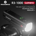 Фсветильник велосипедный ROCKBROS, 4800 мА ч, водонепроницаемый фонарик лм, светодиодный, USB, перезаряжаемый