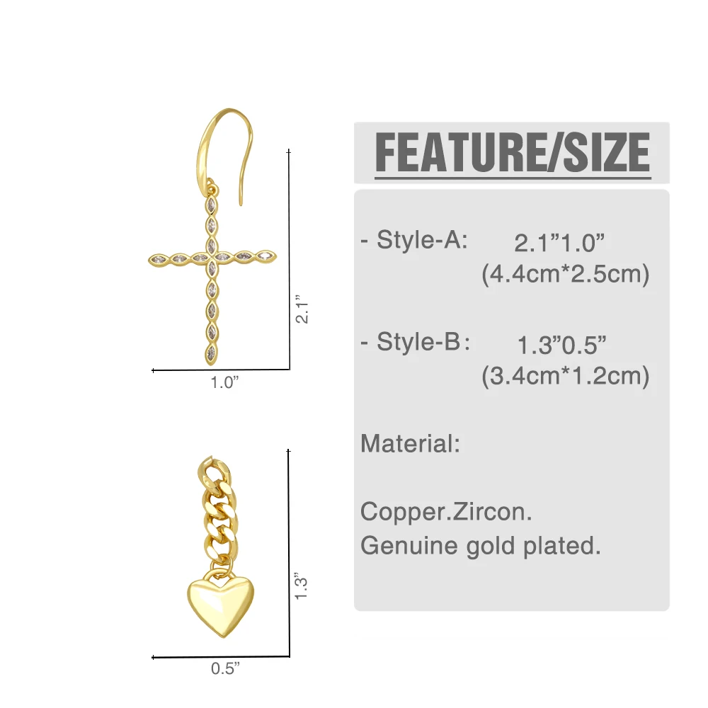 Позолоченные серьги-Крючки FLOLA с крестом для женщин кубинские звенья цепочка