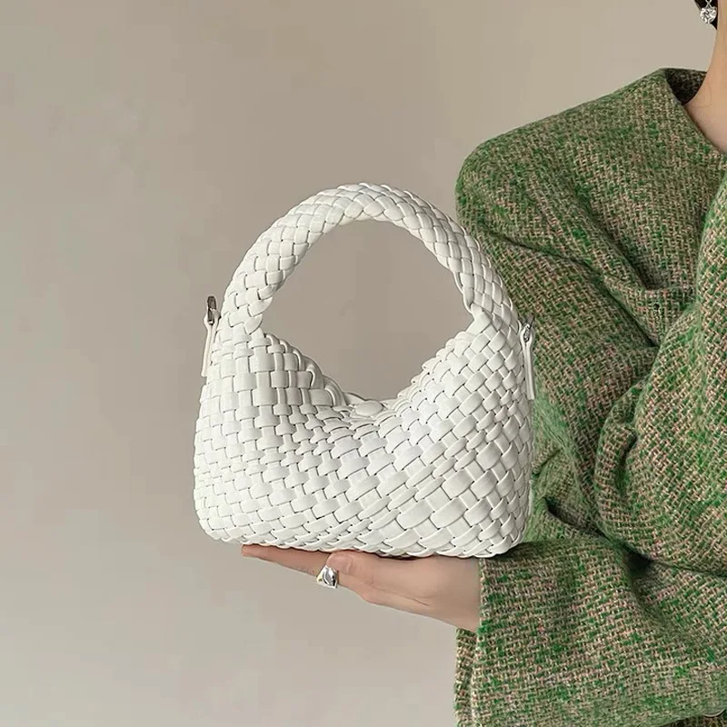 

Fashion Leather Woven Tote Bag Designer Women Handbags Luxury Soft Pu Leather Lady Hand Bags Pink Green Composite Shopper Purses