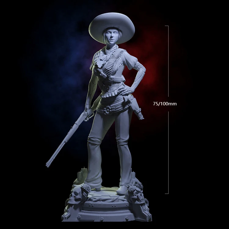 S Western Cowboy Girl Figure Unpainted No Color Rw-765