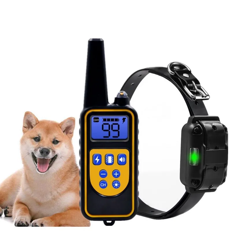 

800yd Electric Dog Training Collar Remote Waterproof Rechargeable LCD Display for All Size Beep Shock Vibration Anti Bark Collar