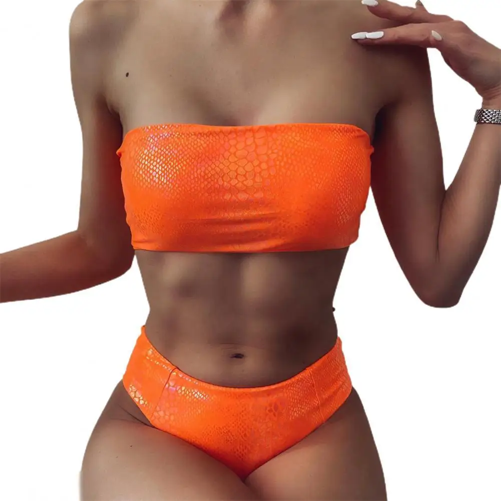 

2022 Swimwear Women Push Up Bikini Set Sexy Off Shoulder Two Piece Snake Print Women Swimsuit for Beachwear