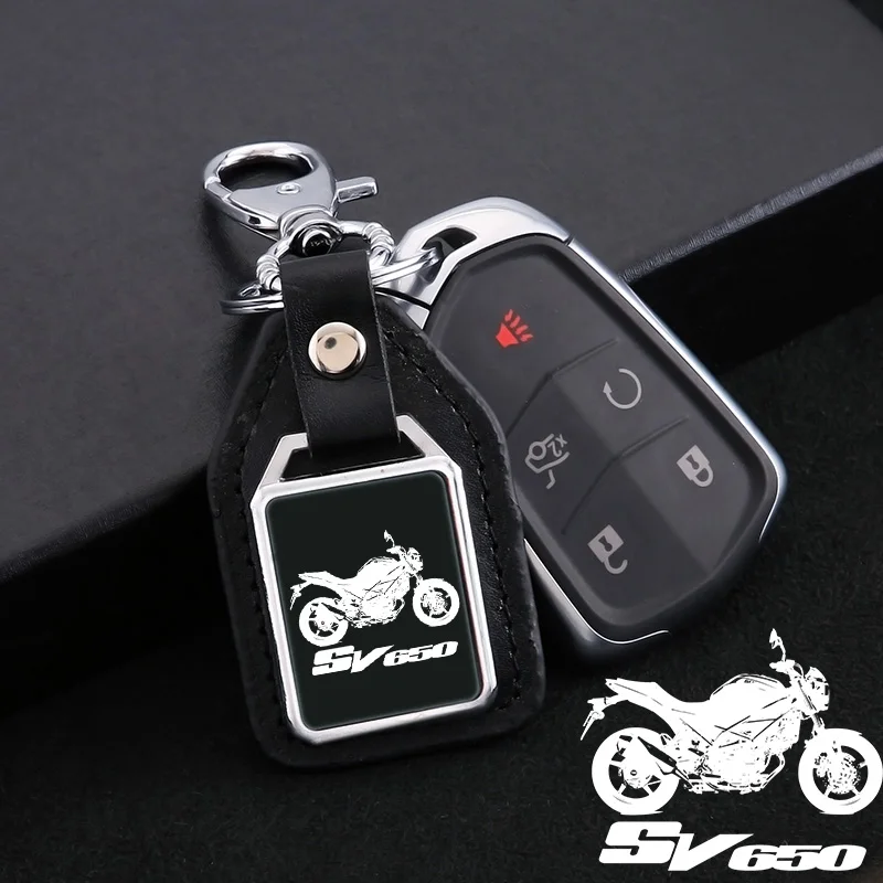 

motorcycle metal leather keychain mirror custom engraved logo for Suzuki SV650 SV 650 SV650X SV650S motorcycle Accessories
