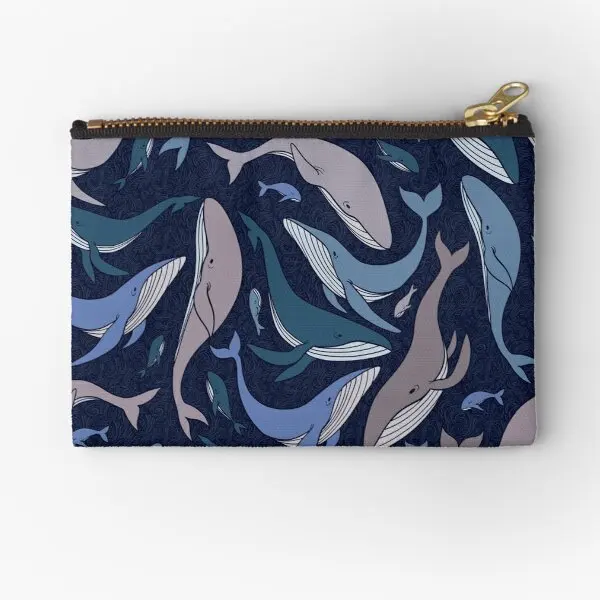 

School Of Whales Zipper Pouches Storage Cosmetic Women Key Men Underwear Coin Wallet Pure Panties Socks Small Packaging Bag