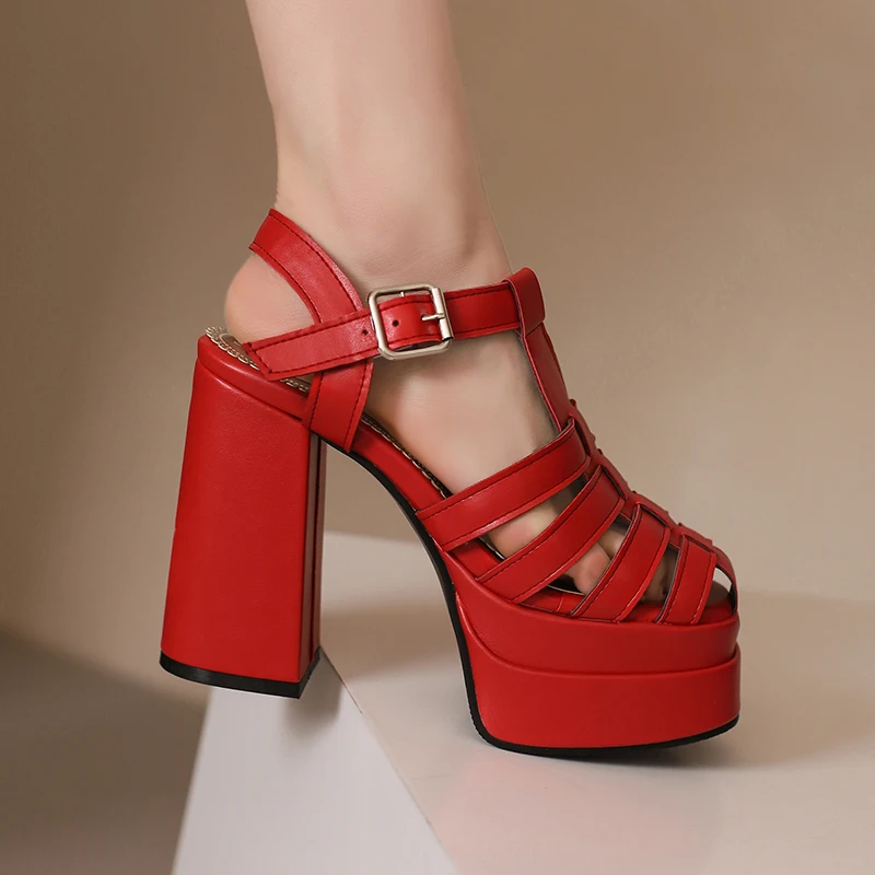 Сандалии-гладиаторы женские на платформе босоножки с Т-образным ремешком и