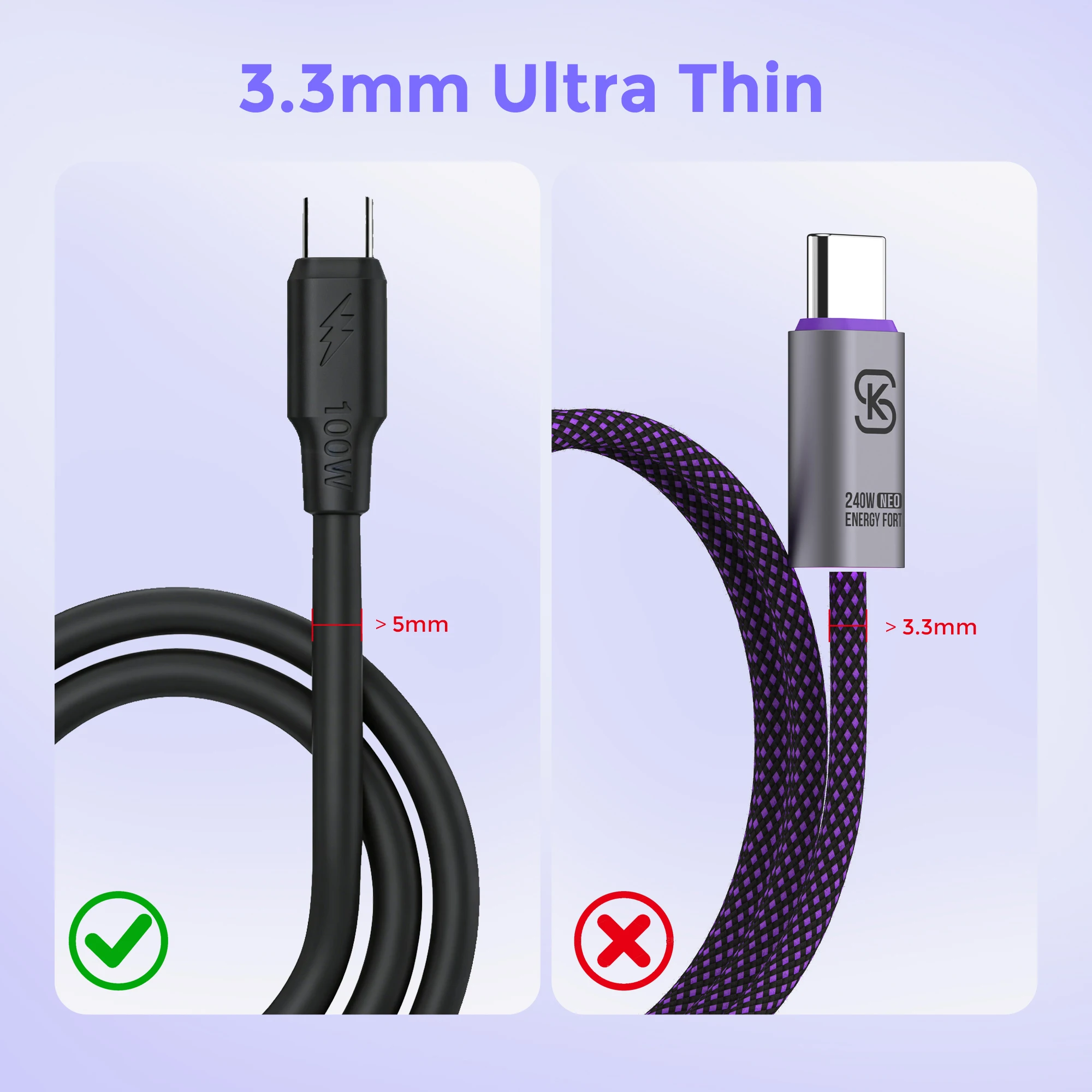 Фото Кабель для быстрой зарядки 240 Вт, передача данных 480 Мбит/с, USB-C на USB-C, зарядный шнур Type-C для iPhone 17, Samsung S25, ноутбуков, путешествий №5