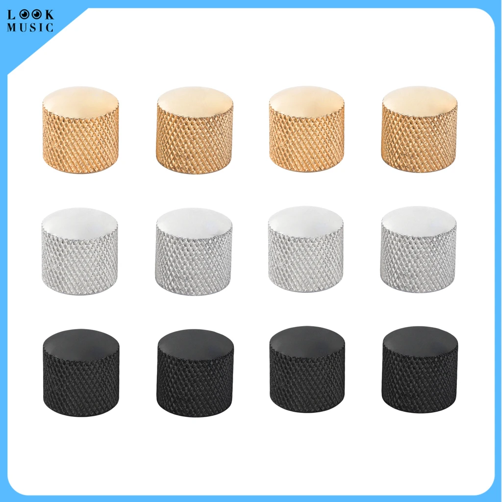 

4Pcs Metal Electric Bass Guitar Volume Tone Control Knobs Dome Knobs Guitar Parts&Accessories Button Cap Tone Control Switches