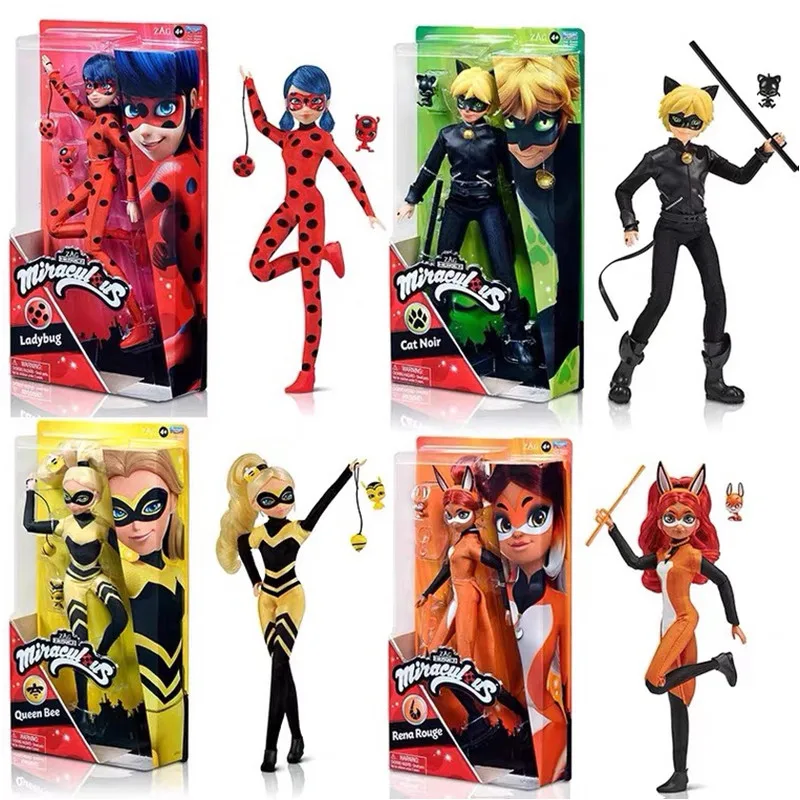 

Anime Figure Ladybugss Mister Bug Marinelle Multimouse Cat Noir Queen Bee Rena Rouge Changeable Doll Movable Joint Model Toys