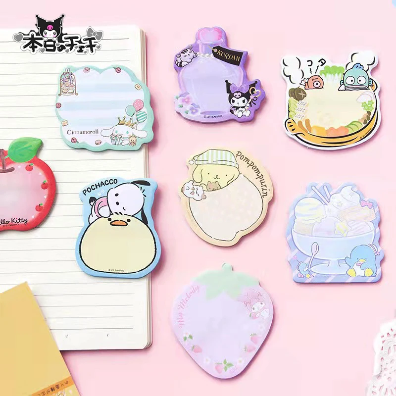 

Sanrio Anime Sticky Note Paper Kuromi Cinnamoroll Kawaii Cute Student Leave A Message Paper Notepad Manual Ledger Toys For Girls