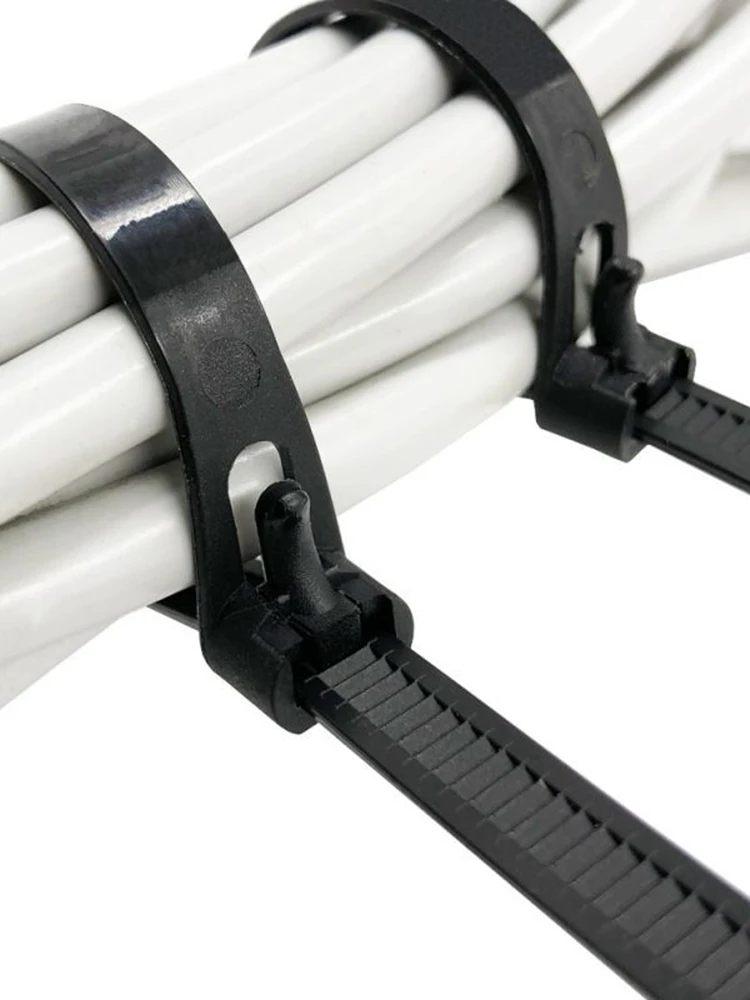 

100pcs Plastic Active Buckle Cable Ties Removable Cable Ties Nylon Cable Ties Reusable Cable Ties ReusableTie Fastening Ring