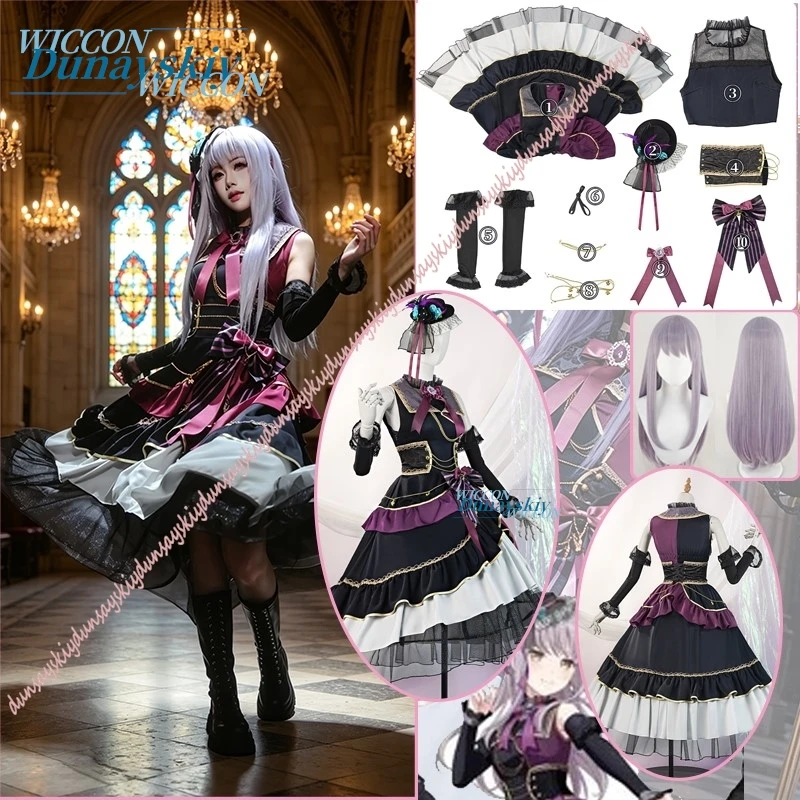 Фото Женское платье в стиле Лолита BanG Dream Decennial Yukina Minato, костюм для косплея, комплект с париком, костюмы для ролевых игр на Хэллоуин и Рождество №1