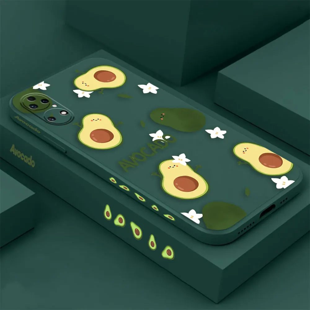 Avocado Family Phone Case For Huawei P60 P50 P40 P30 P20 Mate 50 40 30 20 20X 10 Colour Liquid Silicone Cover Funda Cqoue Shell