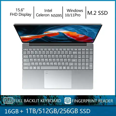Игровой ноутбук со сканером отпечатков пальцев, Intel N5095, Windows 10, 11 ОЗУ, 16 Гб ПЗУ, 256 ГБ, 512 ГБ, 1 ТБ, Φ SSD, компьютер 2,4G/5,0G, Wi-Fi, Bluetooth