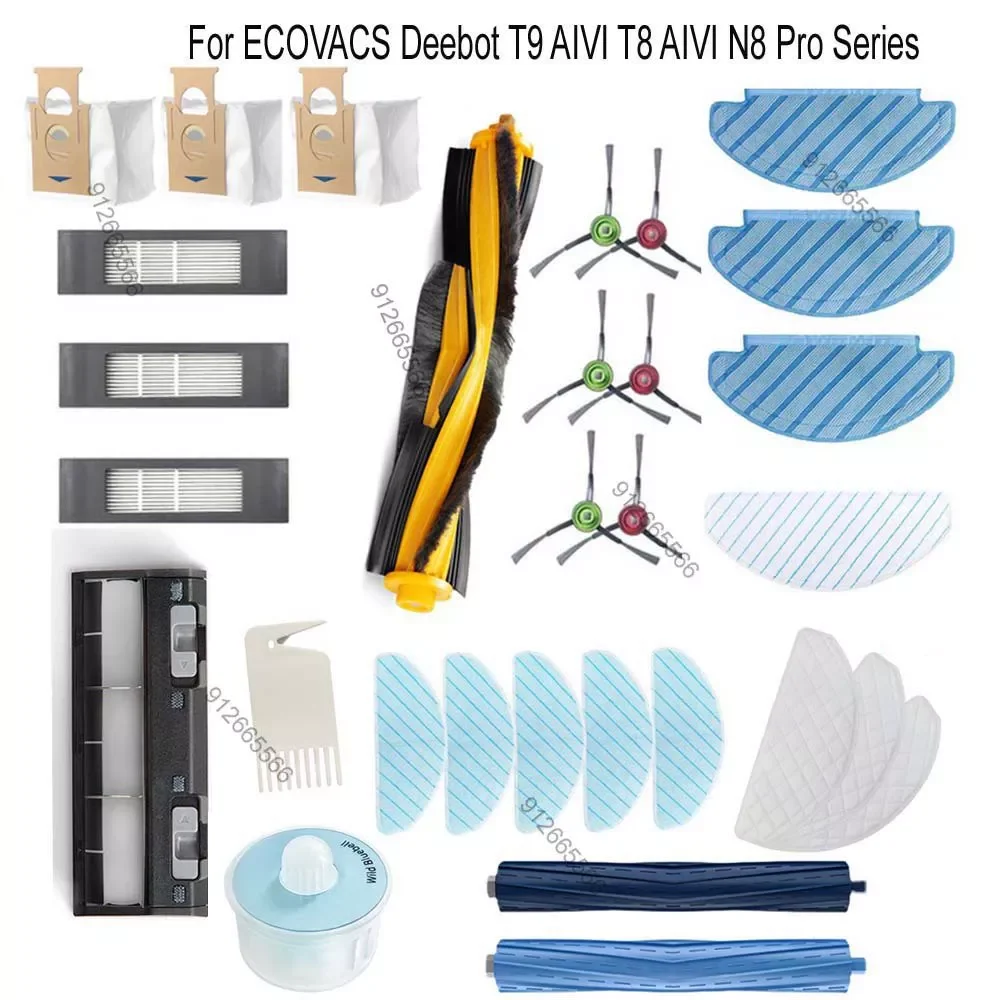 

NEW2023 For ECOVACS Deebot T9 AIVI T8 AIVI N8 Pro Series Robot Vacuum Cleaner Side Brush Main Brush Dust Box Filter Accessories