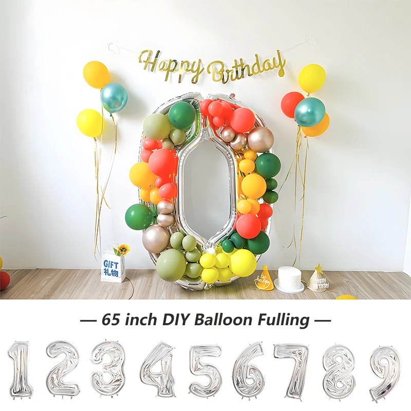 

65Inch Giant Foil Number Balloon DIY Filling Frame Kids 1st Birthday Party Decoration Wedding Anniversary Supplies Mosaic box