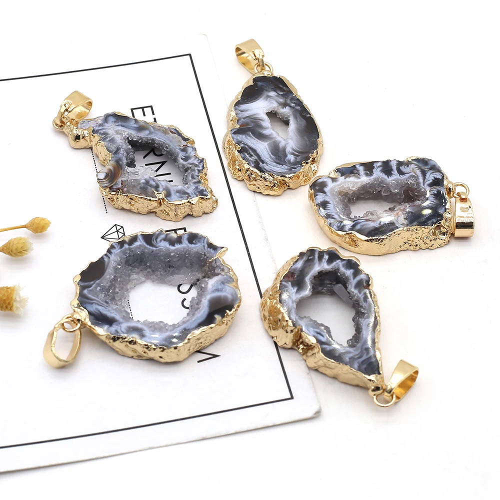 

Natural Stone Pendants Irregular Colorful Marine Agate Stone Charms for Jewelry Making Women Necklace Gift Accessories