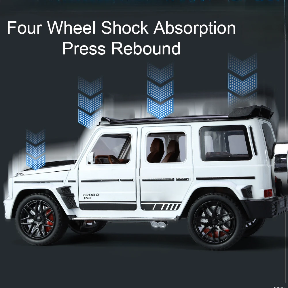 1:24 Масштаб Benz G800 Игрушечная модель автомобиля Металлический литой звук Свет