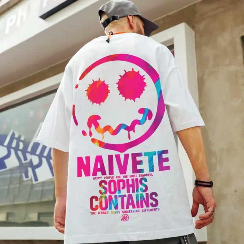 

Summer large size national fashion hip hop American round neck sweater large size coat loose couple fashion brand