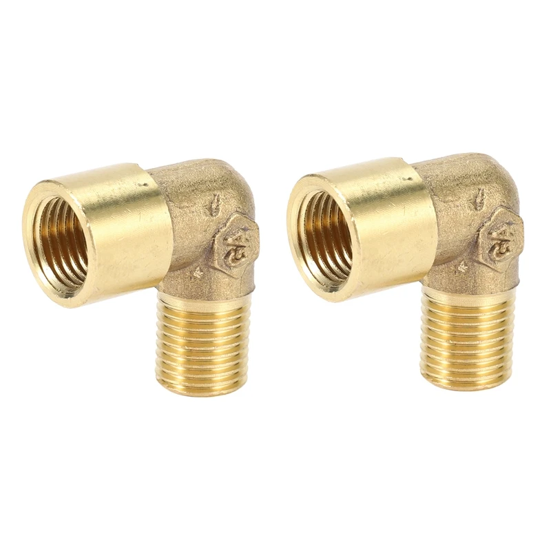

2X 90 Degree Elbow 1/4Inch PT Male To 1/4Inch PT Female Pipe Fitting Coupler