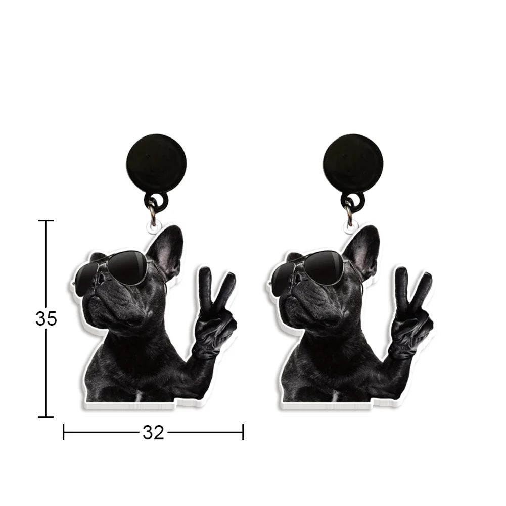 

Fashion Dog Theme Dangle Acrylic Earrings Dog For Mom Black Resin Jewelry Earrings Handmade Hook Earring