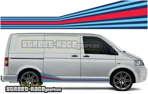 Для x2 VW Volkswagen Transporter Martini боковые 004 гоночные полосы наклейки с графикой