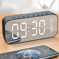 alarm clock handsfree multifunctional abs led digital display mirror screen bluetooth compatible subwoofer desktop decor