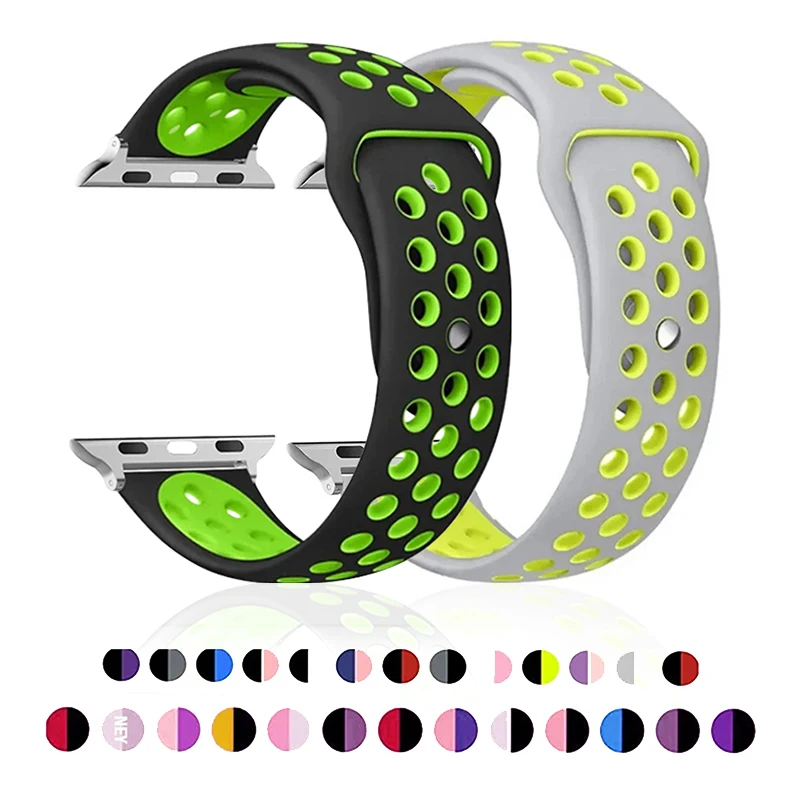 Силиконовый ремешок для Apple Watch Band 44 мм 45 49 41 40 38 Ultra 2 Series 9 8 7 se Новый с бирками